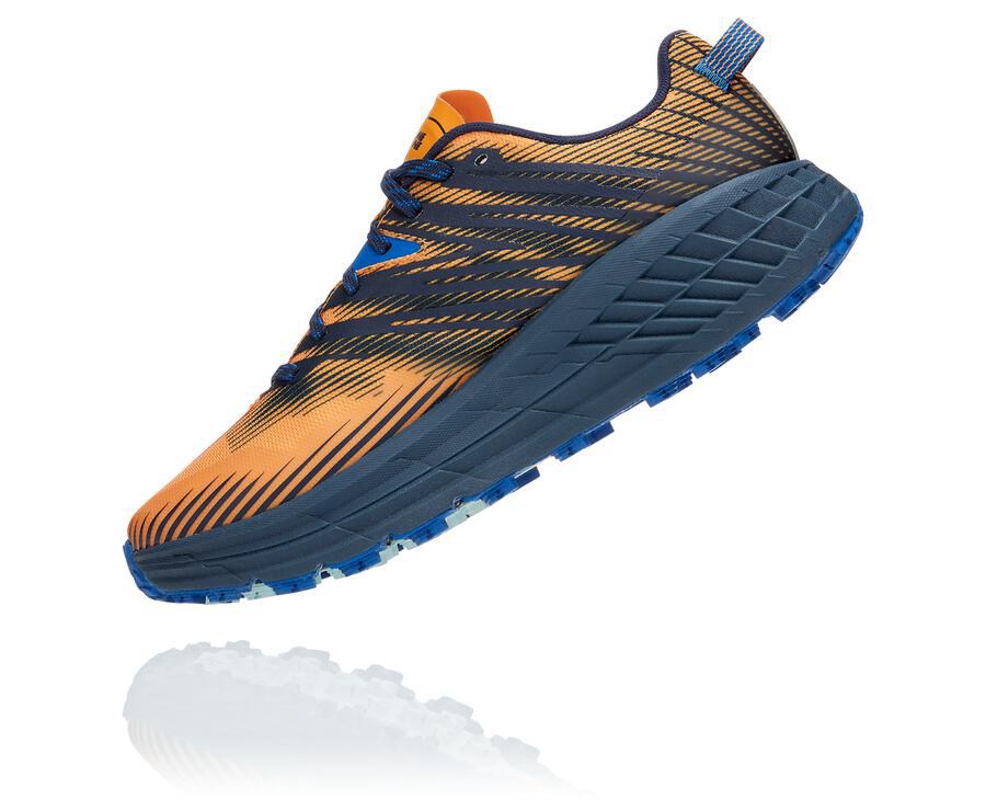 Hoka One One Mens Trail Shoes - Speedgoat 4 - Orange/Black - MCET14527